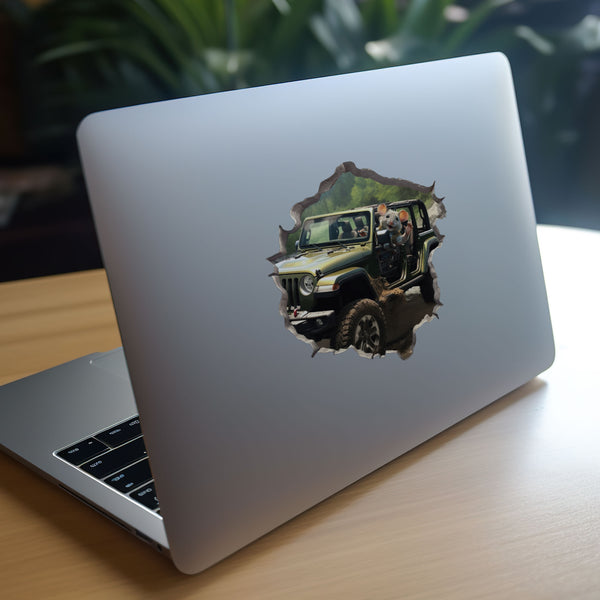 Jeep Wrangler Mouse decal on laptop