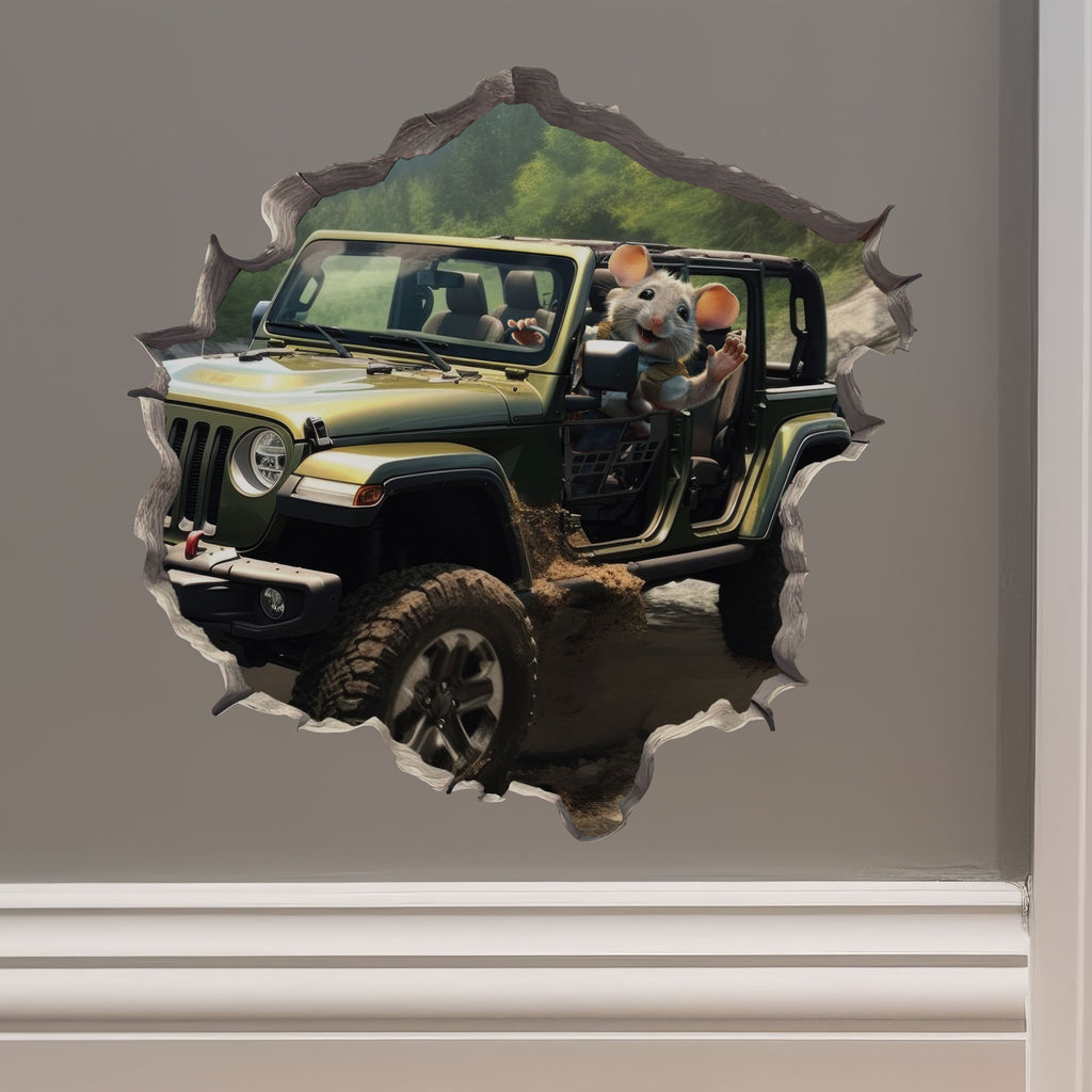 Jeep Wrangler Mouse decal on wall