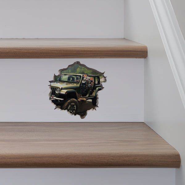 Jeep Wrangler Mouse decal on stairs