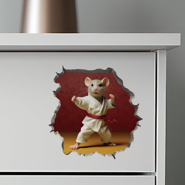 Karate Mouse decal on dresser
