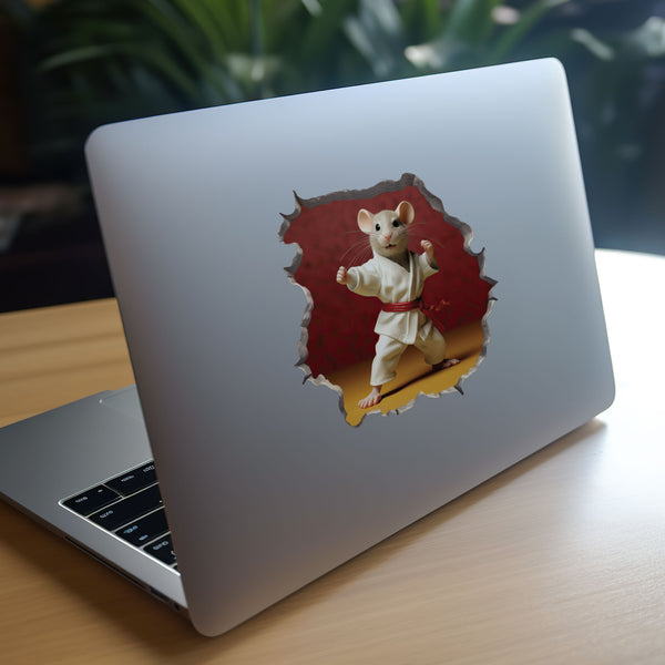 Karate mouse decal on laptop