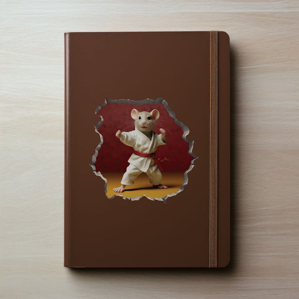 Karate Mouse decal on notebook