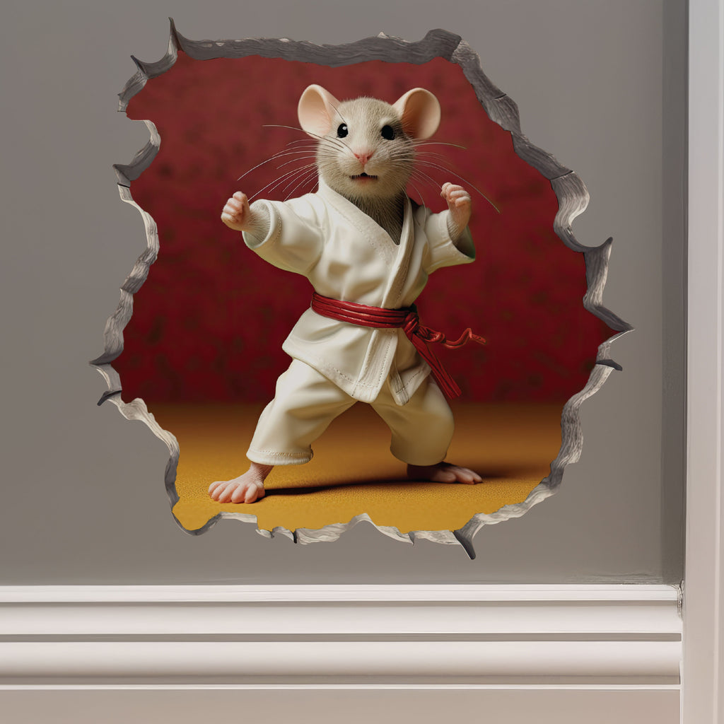Karate mouse decal on wall