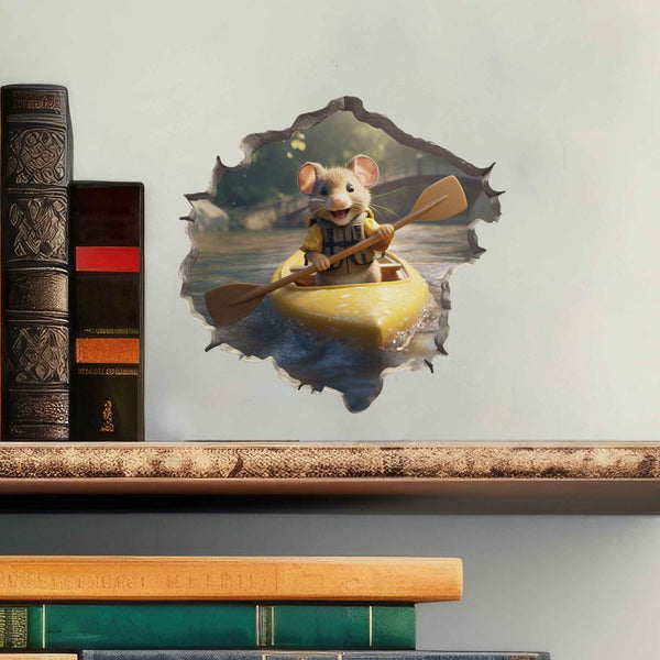 Kayaking Mouse Hole Decal - My Wonderful Walls