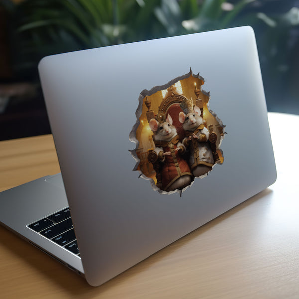 King and Queen Mice decal on laptop