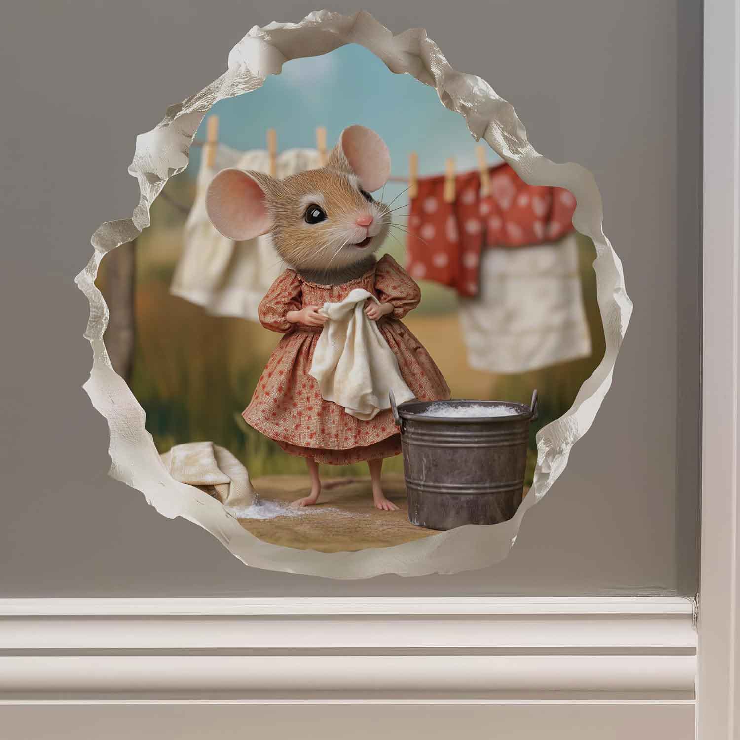 Laundry Mouse Hole Decal