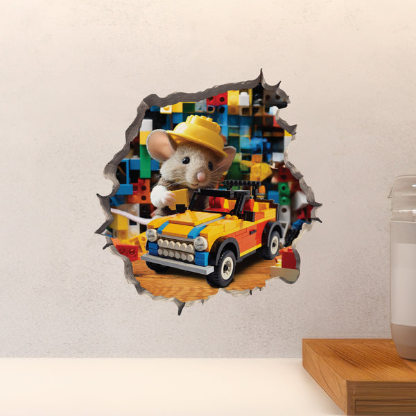 Building Block Mouse decal above countertop