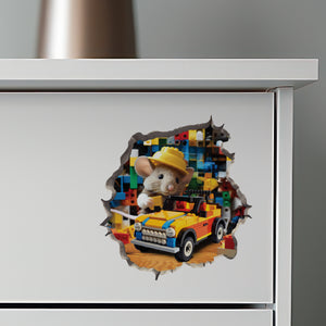 Building Block Mouse decal on dresser