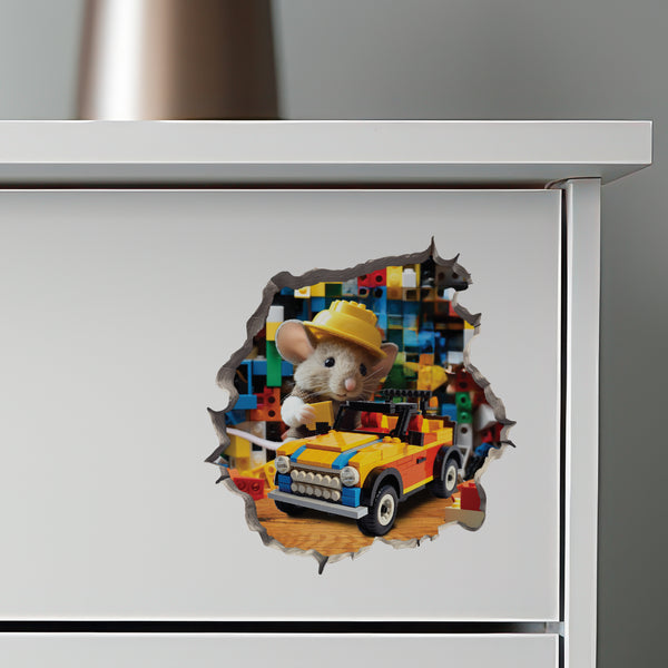 Building Block Mouse decal on dresser
