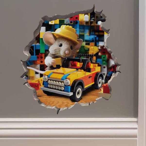 Building Block Mouse decal on wall