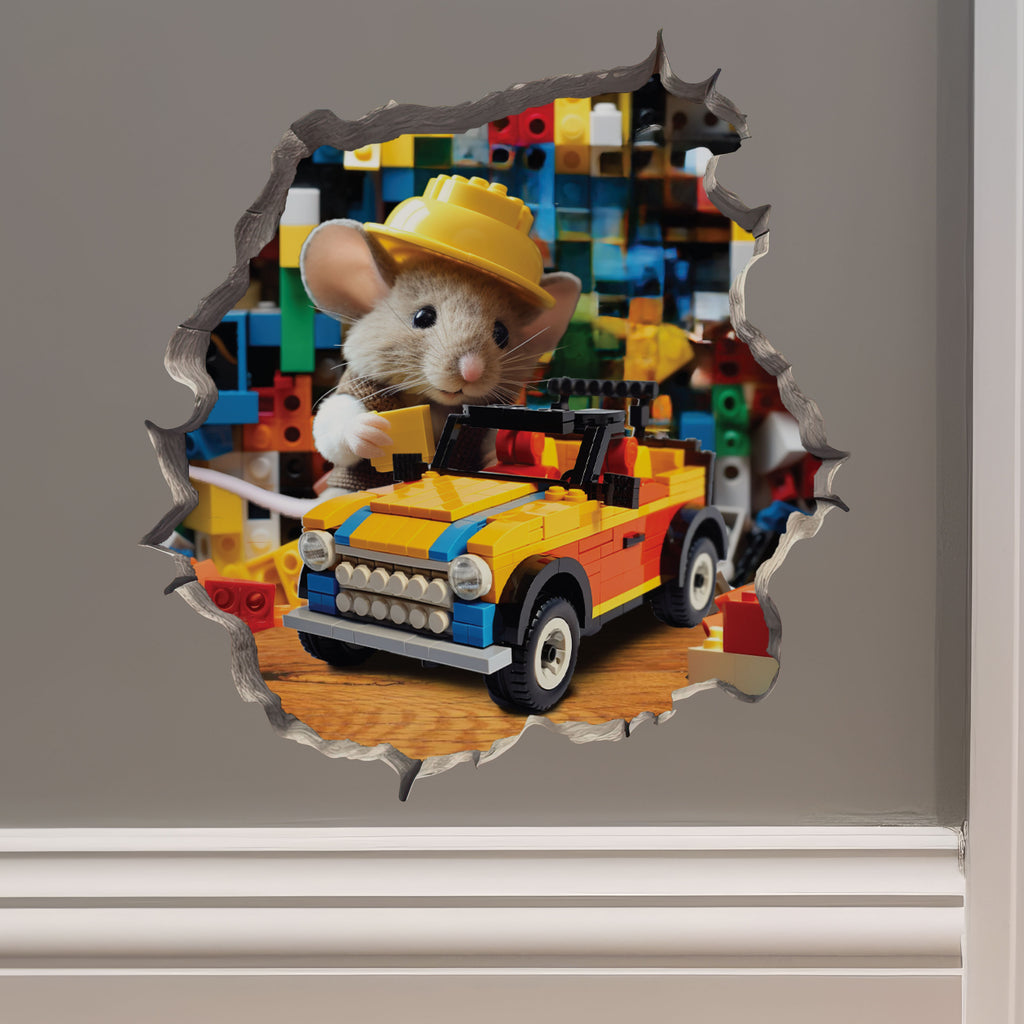Building Block Mouse decal on wall