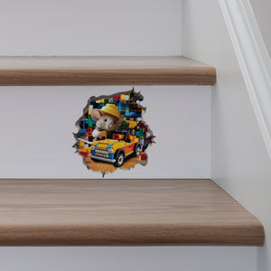 Building Block Mouse decal on stairs