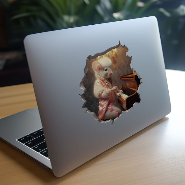Liberace Piano Mouse decal on laptop