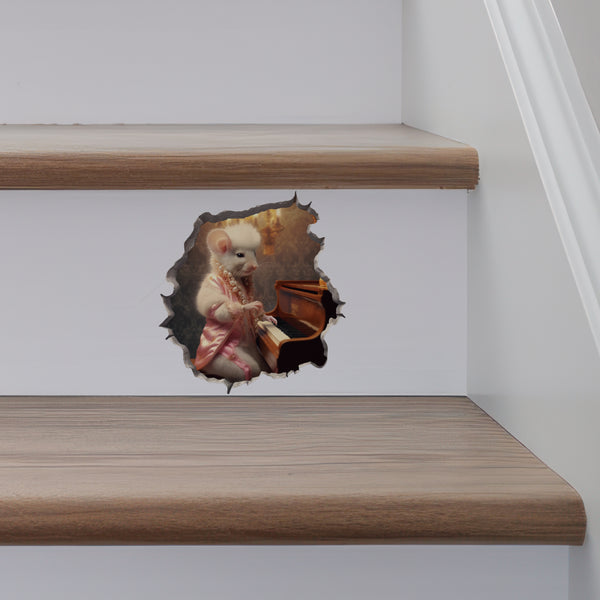 Liberace Piano Mouse decal on stairs