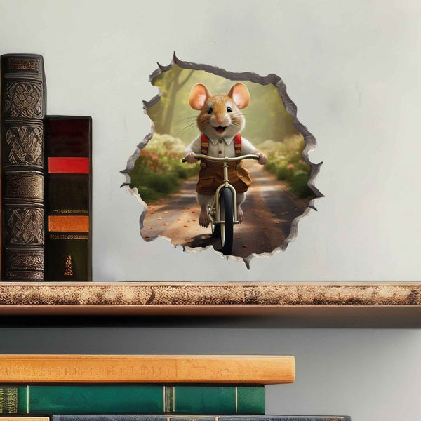 Little Biker Boy Mouse Hole Decal - My Wonderful Walls