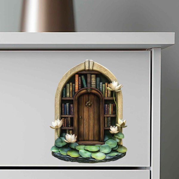 Lotus Bookshelf Fairy Door Decal - My Wonderful Walls