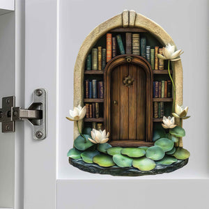 Lotus Bookshelf Fairy Door Decal - My Wonderful Walls