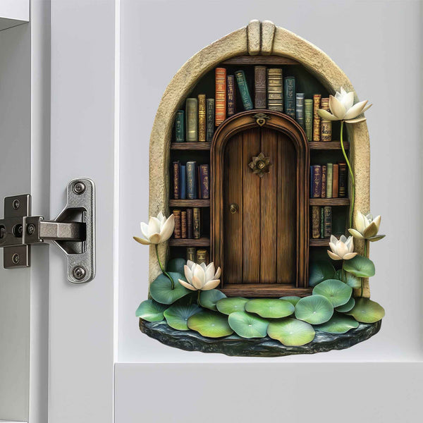 Lotus Bookshelf Fairy Door Decal - My Wonderful Walls