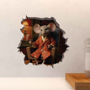 Lounging Gentleman Mouse Hole Decal - My Wonderful Walls