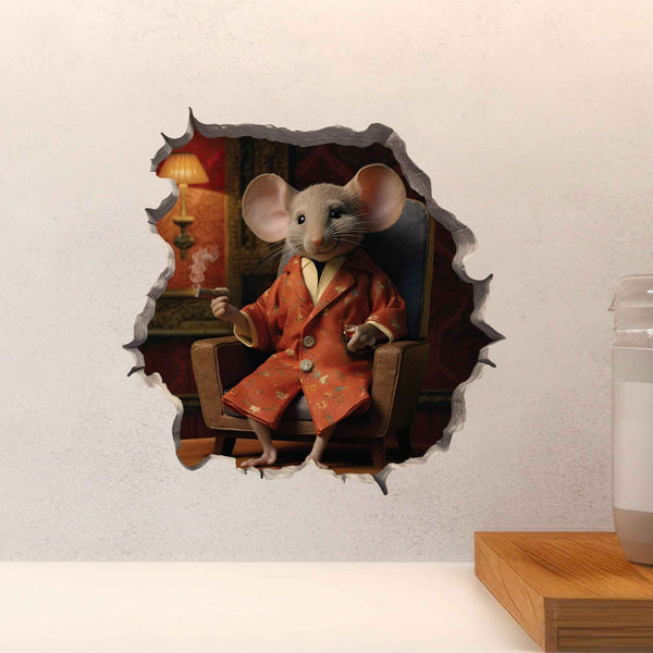 Lounging Gentleman Mouse Hole Decal - My Wonderful Walls
