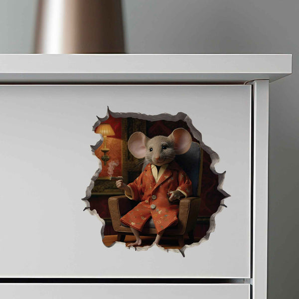 Lounging Gentleman Mouse Hole Decal - My Wonderful Walls