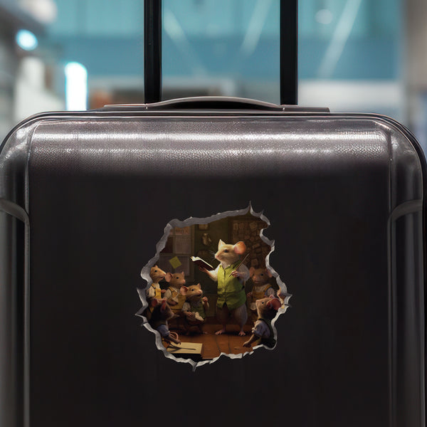 Male Teacher Mouse decal on luggage