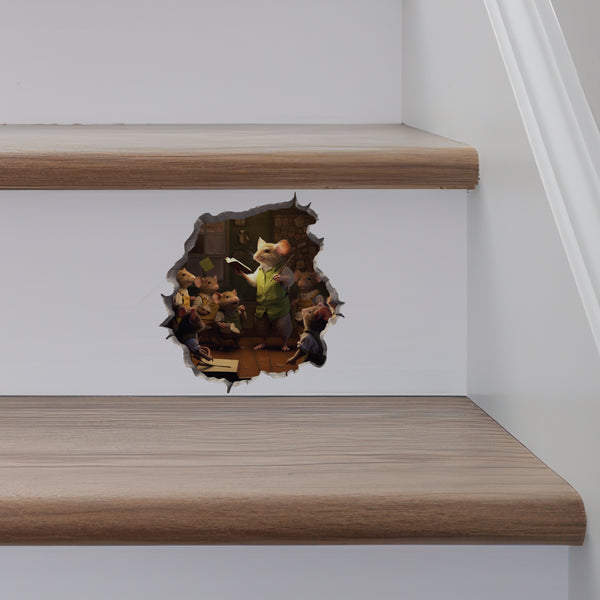 Male Teacher Mouse decal on stairs