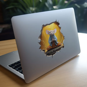 Meditation mouse decal on laptop