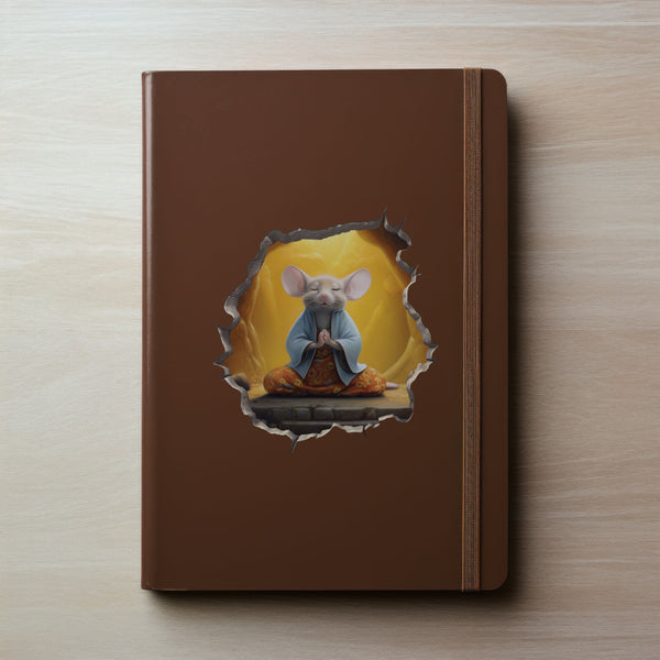 Meditating Mouse decal on notebook