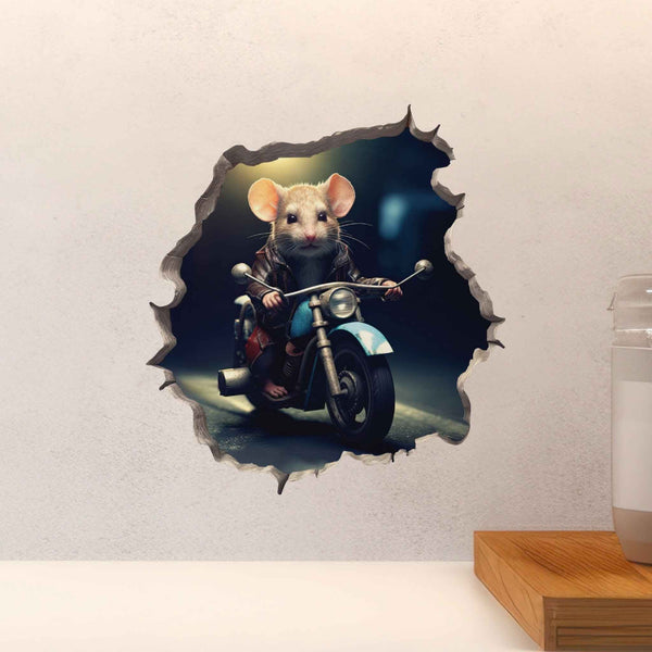 Motorcycle Mouse Hole Decal - My Wonderful Walls