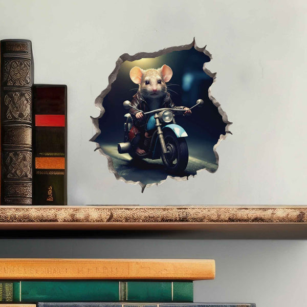 Motorcycle Mouse Hole Decal - My Wonderful Walls