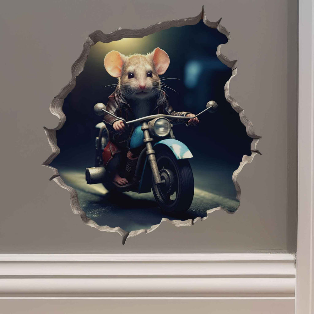 Motorcycle Mouse Hole Decal - My Wonderful Walls