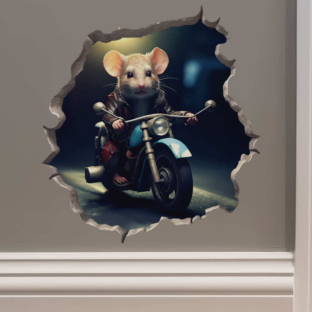 Motorcycle Mouse decal on wall