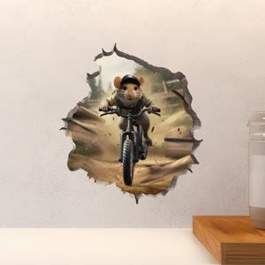 Mountain Biking Mouse decal above countertop