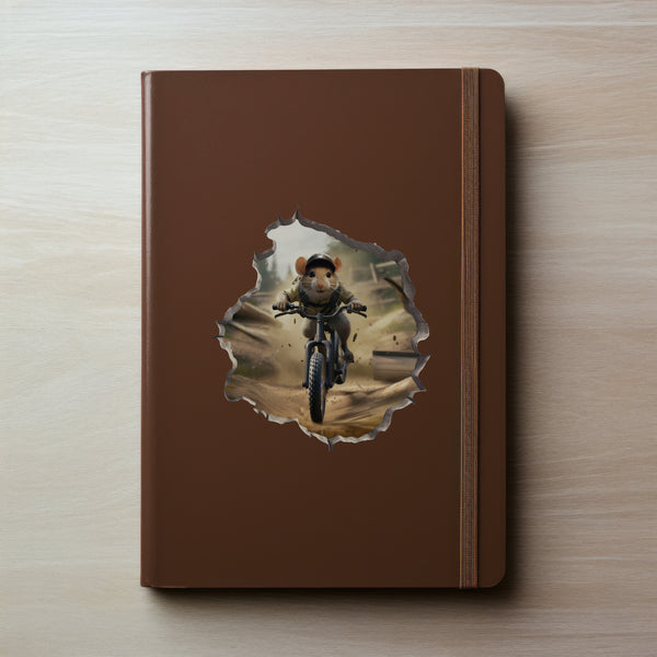 Mountain Biking Mouse decal on notebook