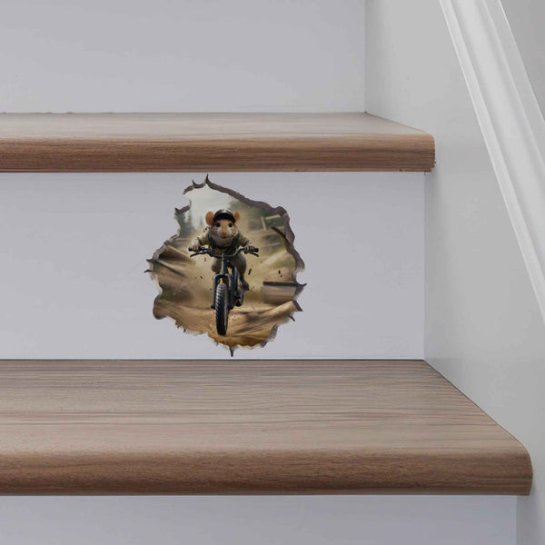 Mountain Biking Mouse Hole Decal - My Wonderful Walls