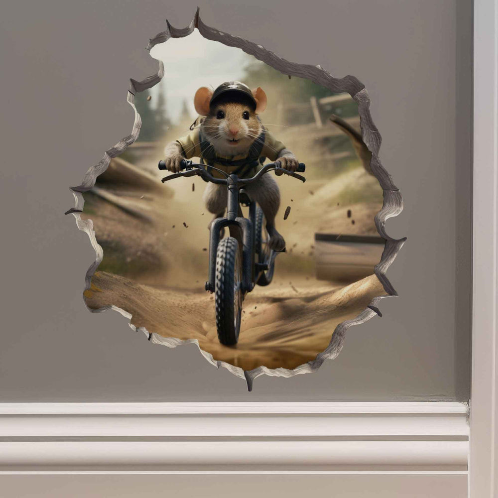 Mountain Biking Mouse Hole Decal - My Wonderful Walls