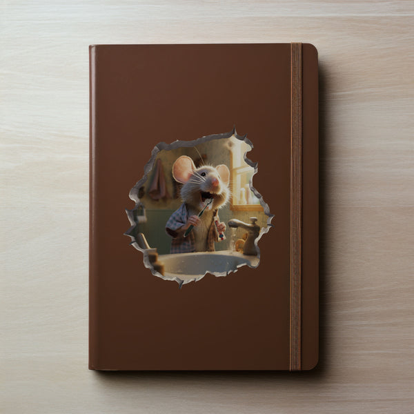 Mouse Brushing its Teeth decal on notebook