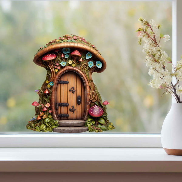 Mushroom Cottage Fairy Door Decal - My Wonderful Walls