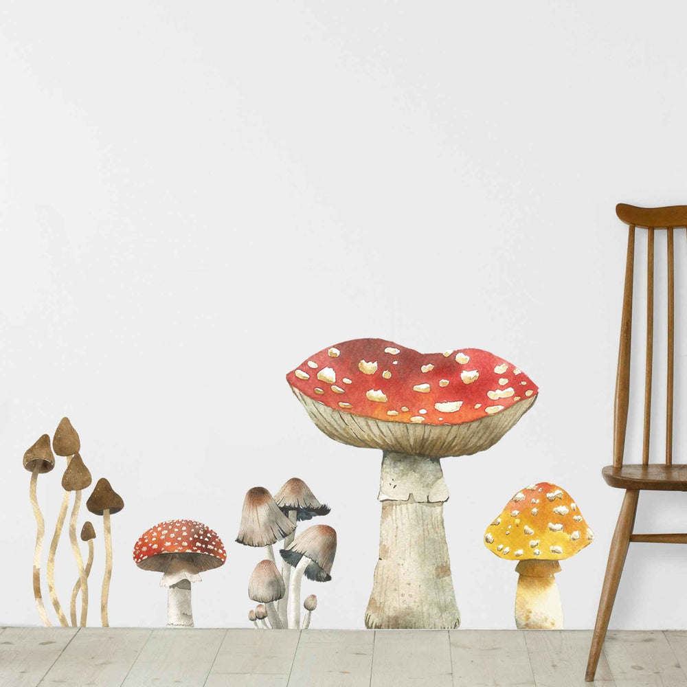 Mushroom Wall Decals - JUMBO SIZE - Set of 5