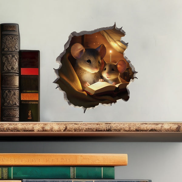 Reading Parent and Child Mice decal with books