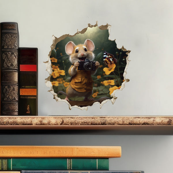 Photographer Mouse decal with books