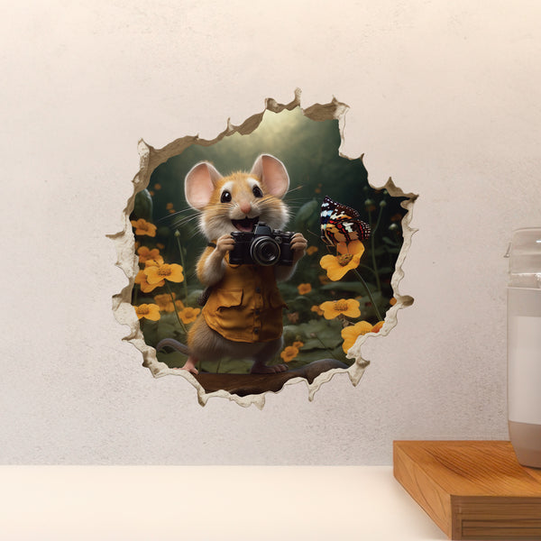 Photographer Mouse decal above countertop