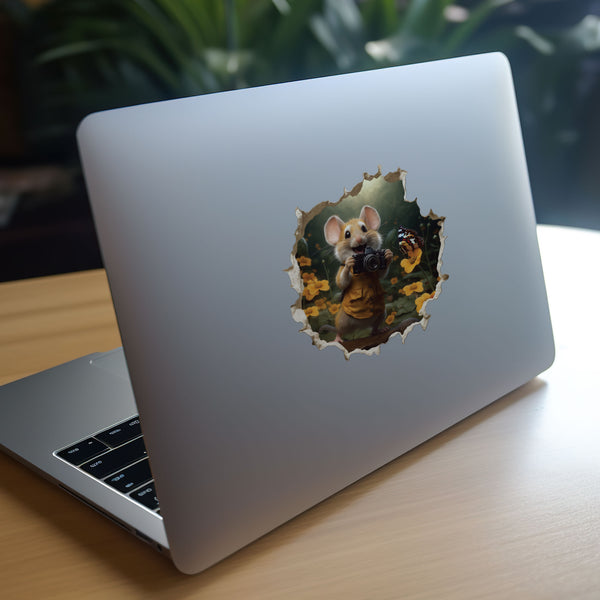 Photographer Mouse decal on laptop