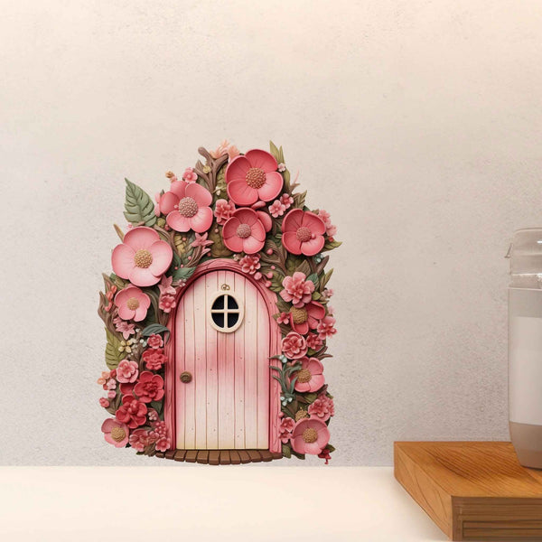 Pink Bloom Haven Fairy Door Decal - My Wonderful Walls