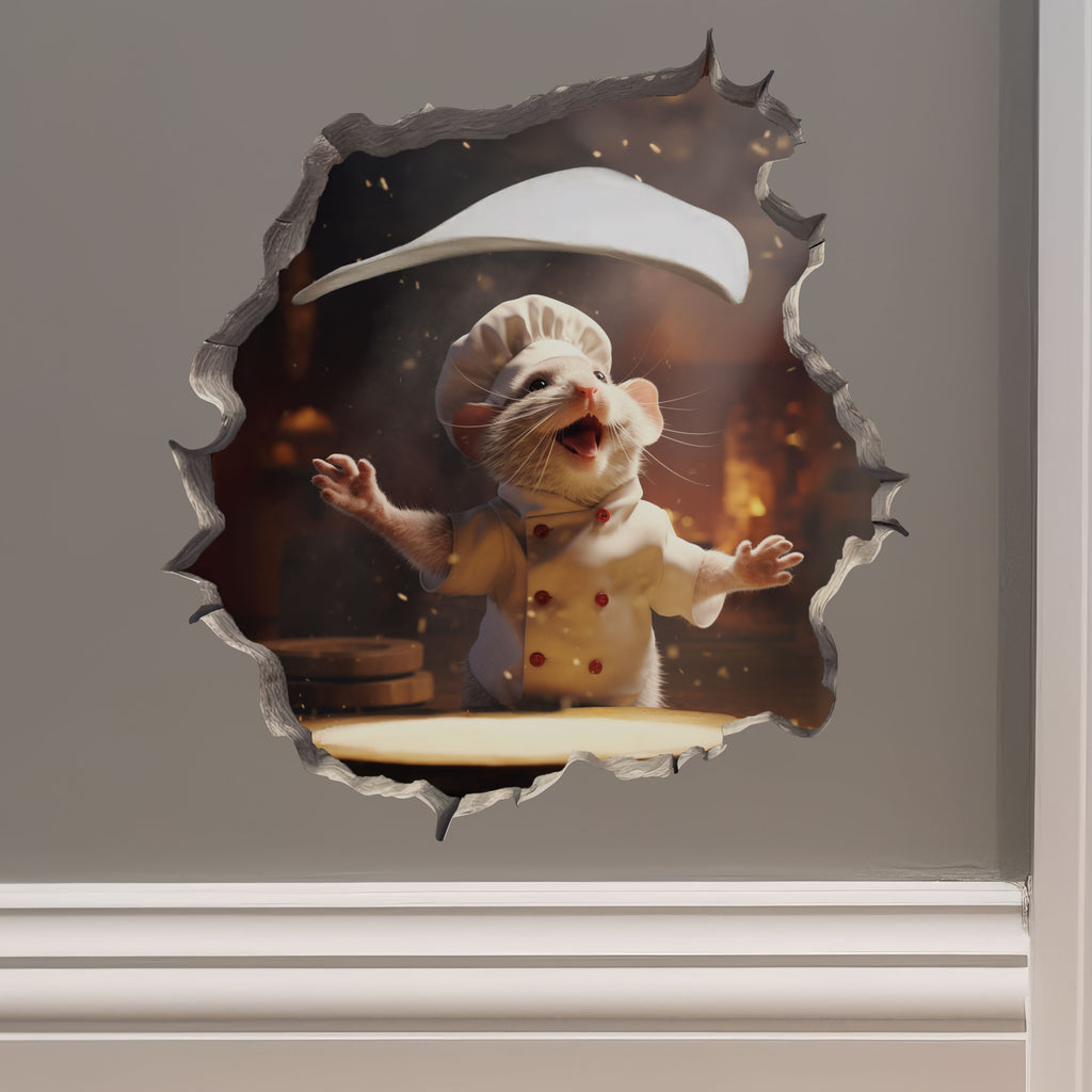 Pizza Mouse decal on wall
