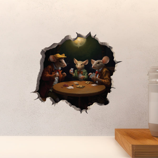 Poker Mice decal on countertop