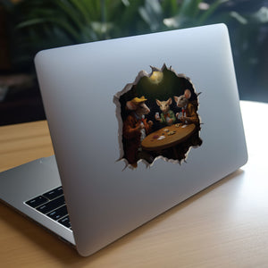 Poker mice decal on laptop