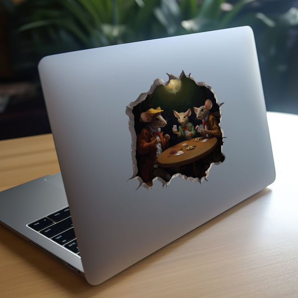 Poker mice decal on laptop