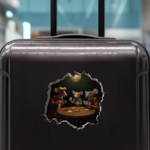 Poker Mice decal on luggage